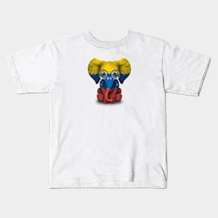 Baby Elephant with Glasses and Venezuelan Flag Kids T-Shirt